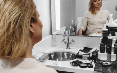 Lady looking at herself in mirror